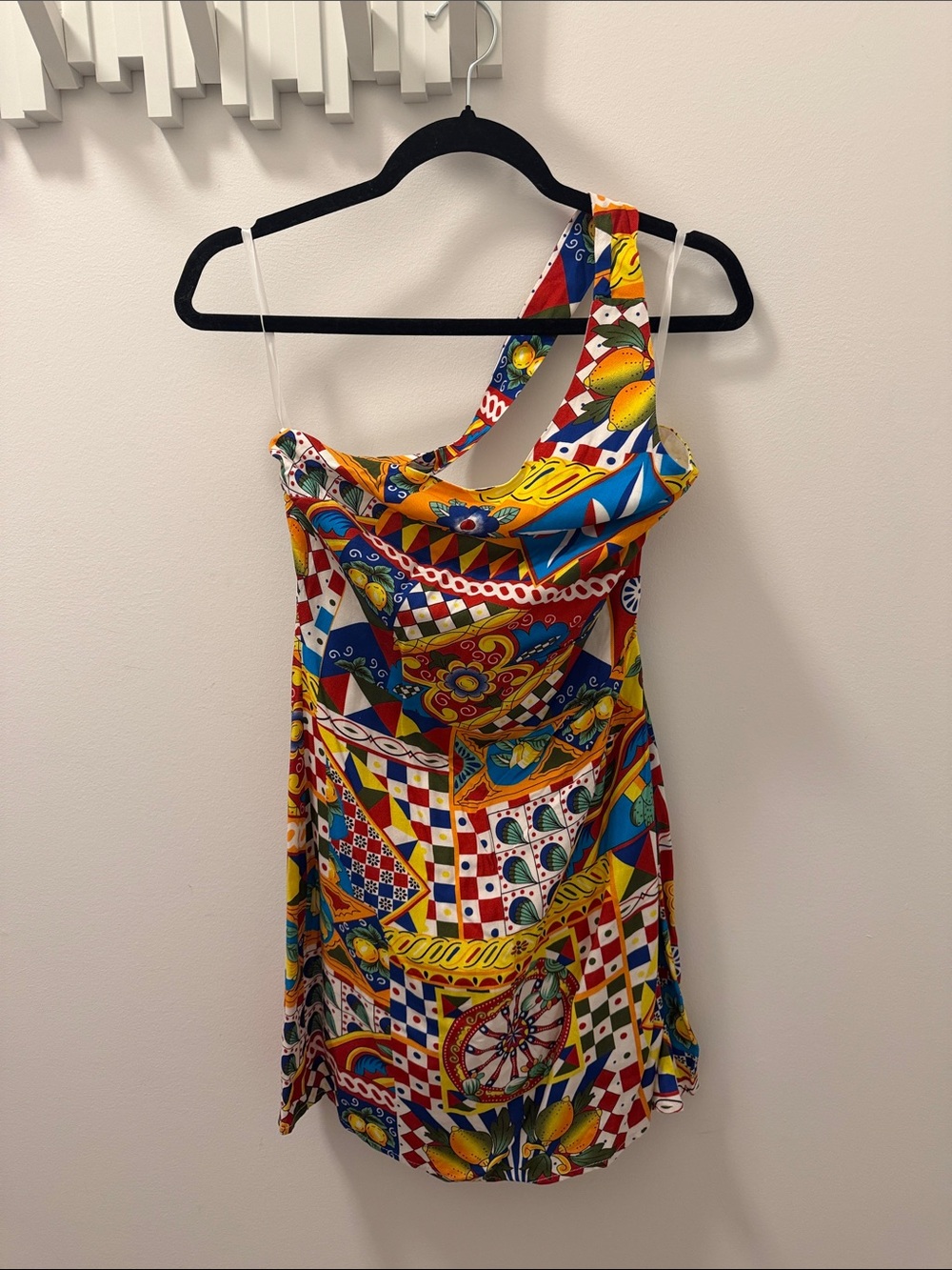 One-Shoulder Multicolor Mini Dress